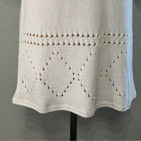 Ann Taylor Loft White Short Sleeve Sweater Blouse Top Shirt Tunic Size Medium - Picture 3 of 7